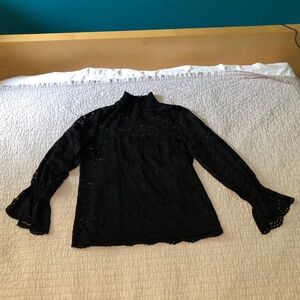 Black lace long sleeve blouse